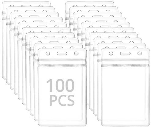 QWORK® 100 pezzi Porta tessere verticali 115x70 mm per carte di dimensioni 90x60 mm, Porta badge trasparente in plastica ispessita da 0,56 mm