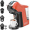 KOTLIE EM-308A Machine à café multifonctionnelle, compatible avec différentes marques de capsules de café/dosettes ESE (44 mm)/poudre de café (Rouge-orange)