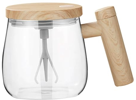OnIUeZky Electric High Speed Mixing Cup 400ml 7000 Rpm Self Stirring Coffee Mug High Borosilicate Glass Waterproof Transparent Self Stirring Cup for Milk Protein Powder (Battery Not Included).