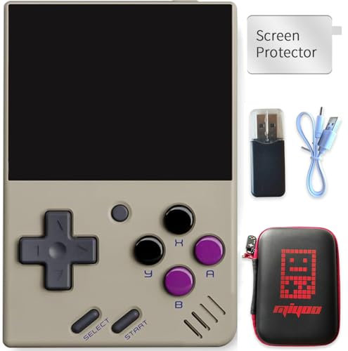 BVXZIOP Miyoo Mini V4 Retro Game Console, Portable Handheld with 2.8 inch IPS Screen, 128GB Card, 12000+ Games, Linux System (Gray, 128G)