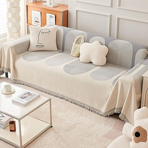 Weicher Chenille-Sofa-Schonbezug für L-förmige Eckcouch, Mehrzweck-Möbel, Überwurfdecke für 1-, 4-Sitzer-Sofas, Betten und Stühle, haustierfreundlich, Sofabezug (180 x 300 cm, Grau)