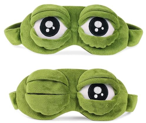 2 Stück Schlafmaske Lustig, Flusen Karikatur Frosch Eyeshade, Karikatur Frosch Augen Maske, 3D Flusen Frosch Schlafen Lustige Neuheit Augen Abdeckung Eyeshade Reise Maske, Für Kinder Und Erwachsene