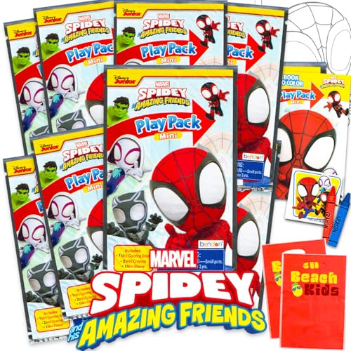 Spidey and Friends Partyzubehör für Kinder, 8 Mini-Aktivitätspackungen | Spidey and His Amazing Friends Goodie Bags Stuffers, Malbücher, Aufkleber, Spidey Geburtstagszubehör, Dekorationen