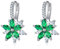 Small Hoop Earrings for Women, Cubic Zirconia Earrings Hoops Green Flower Huggie for Lesbian Fathers Day Jewelry Simple