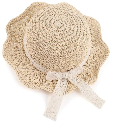 Aiyomimo Baby Mädchen Strohhut Kleinkind Sonnenhut mit Schleife Frühling Sommer Strand Hut