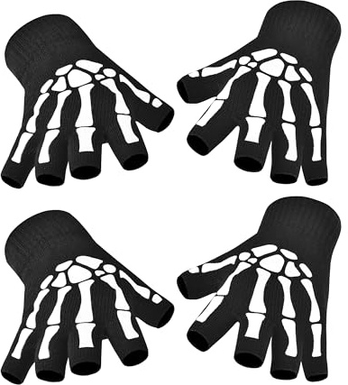 YUYWWAN Skelett Handschuhe Leuchtend Erwachsene, Schwarze Skeletthandschuhe Halloween, Kostümzubehör Handschuhe Skelett für Halloween, Karneval, Rollenspiel