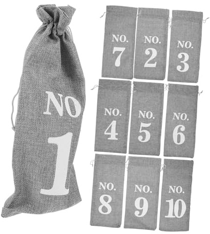 UTHCLO 10pcs Reusable Drawstring Wine Bottle Bags Linen Sack for Weddings Birthdays Holidays Wine Tasting Parties Protective Dustproof Storage