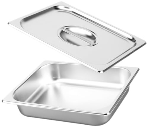 UTHCLO Vassoio Buffet Rettangolare in Acciaio con Coperchio Contenitore per Cibo Buffet Design Lisciato e Angoli Arrotondati per e Feste