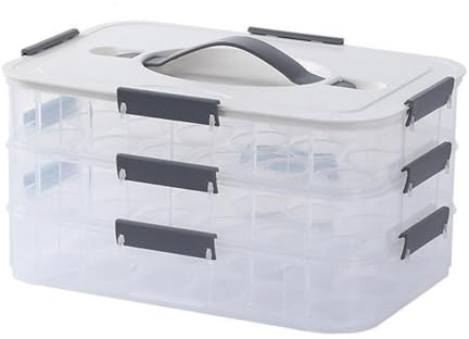 Loyimioo Eierbox Stapelbarer Eierbehälter mit Deckel Transparent Ei Aufbewahrungsbox für Sichere Kühlschrank-Organizer und Sichere Aufbewahrung, Camping, Picknick (Dreischichtig für 54 Eier, Weiß)