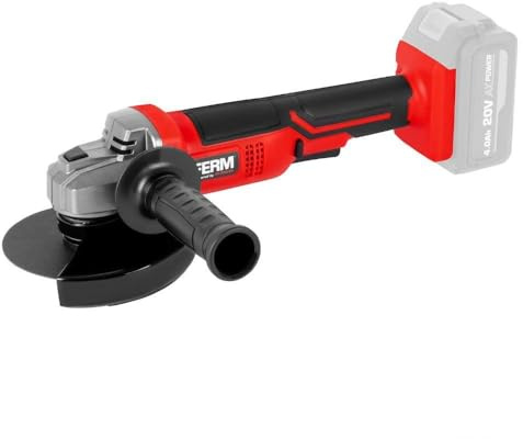 FERM AX-Power Akku-Winkelschleifer 125 mm – 20V - 8000 U/min - Ohne Akku & Ladegerät -Für Metall und Stein geeignet – Kabellos mit ergonomischem Design (Rot)