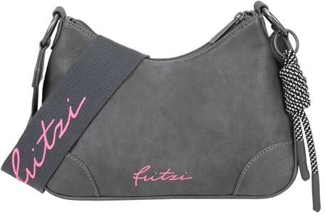Fritzi Cross Lou Crossbody Damen Umhängetasche Schultertasche Lederimitat Reißverschluss Gurt Alltag Reisen Freizeit 26 x 22 x 10 cm – Schwarz, Grau, Braun, Blaugrau, Beige, Taupe, Blau, Rot, Gelb