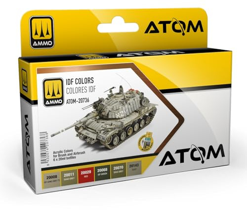 Mig Jimenez AMMO by ATOM Set Acrylfarben IDF, 6 Farben mit hoher Haltbarkeit, schnell trocknend, ungiftig und selbstnivellierend, Modell ATOM-20736