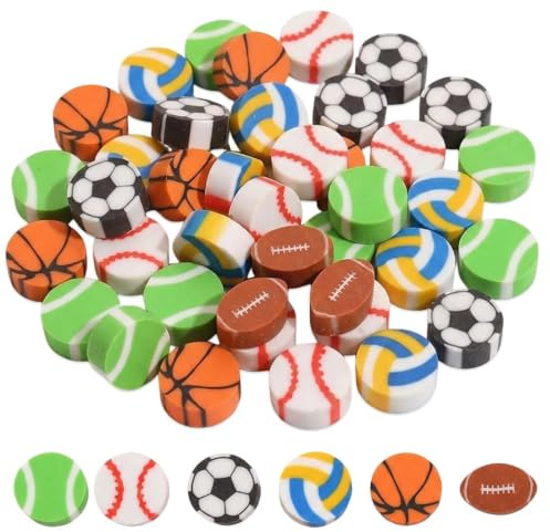 YIPFEN 30 Stück Radiergummis Fußball-Motiv, bunte Cartoon-Radierer für Kinder, weiche PVC Schulsachen, Klassenzimmer Belohnungen, Geburtstag Mitgebsel