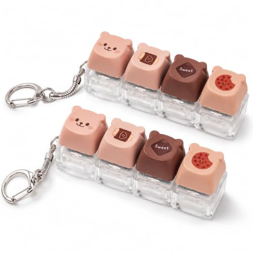 2 Stück Tastatur Fidget Spielzeug Bär, Fidget Toy Mini Tastatur 4 Tasten Schlüsselanhänger, Fidget Tastatur Keychain Klicker für Stressabbau