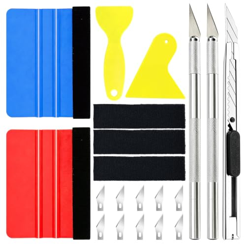 ZBXSNK 20Pcs Vinyl Wrap Squeegee Tools Kit, Wallpaper Smoother Tool | Vinyl Application Tools, Window Tint Squeegees for Car Wrapping, Window Films, Protective Films and Bubble Removal