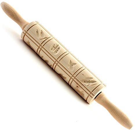 Norpro Springerle Nudelholz, Holz, 25,4 cm, Hellbraun