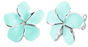 Elli Ohrringe Damen Frangipani Blüte Mint Emaille in 925 Sterling Silber