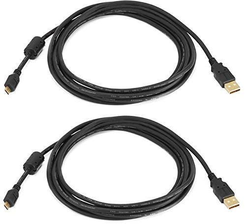 AAA Products Active Pro - Extra Long Gold plated USB Play and charge cable for Sony Playstation 4 / PS4 / PS4 Pro Controller - Length = 3 metres / 9.8 feet - TWO CABLES
