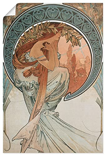 ARTLAND Wanddeko Poster & Kunstdrucke Wandposter Frau Kleid Ornamente Vier Künste Die Poesie 1898 Jugendstil Alfons Mucha T7GC