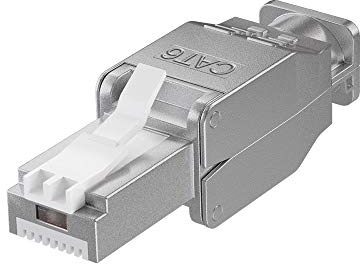 goobay 38293 Werkzeugfreier RJ45 Stecker; Netzwerkstecker; Stecker für Patchkabel; CAT 6 STP Steckverbinder geschirmt für Flexible + starre Innenleiter