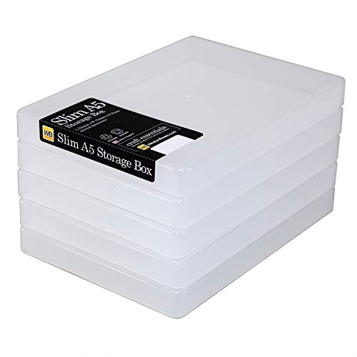 WestonBoxes A5 Schlanke Kunststoff Präsentationsboxen mit Deckel für A5 Papier und Bastelbedarf (5er Pack, Transparent)