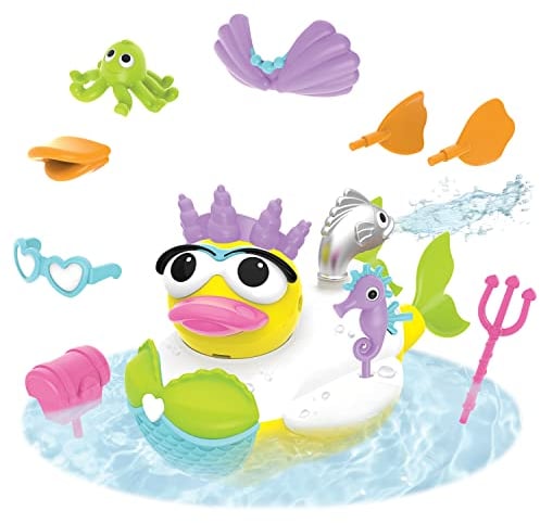 Yookidoo Jet Duck Meerjungfrau-Badespielzeug mit angetriebenem Wasser-Shooter – Sensorische Entwicklung & Badespaß für Kinder – Batteriebetriebenes Badespielzeug mit 15 Teilen – ab 2 Jahren