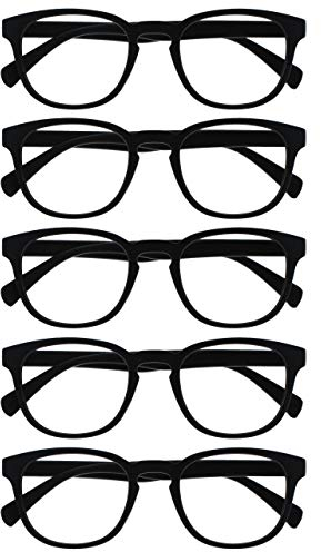 OPULIZE Pop Lesebrille 5er Pack Keck Rund Matt Rahmen Federscharniere Kratzfest Schwarz Herren Damen RRRRR2-1 +2.00