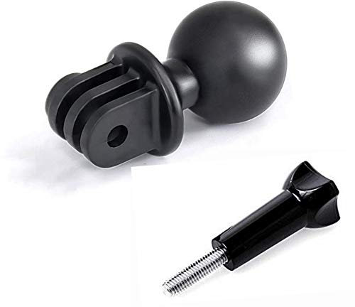 Ball Head Mount Adapter (1-Inch Diameter Ball) with Thumb Screw for GoPro Hero 8 Max 7 (2018) 6 5 4 3+ 3 Black Silver Session, Osmo Action, Xiaomi YI 4K, AKASO, SJCAM Sports Camera