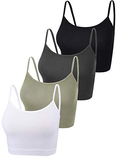 Bauchfreies Tank-Top, ärmellos, Racerback-Design, Baumwolle, für Damen, 4 Stück - - Klein