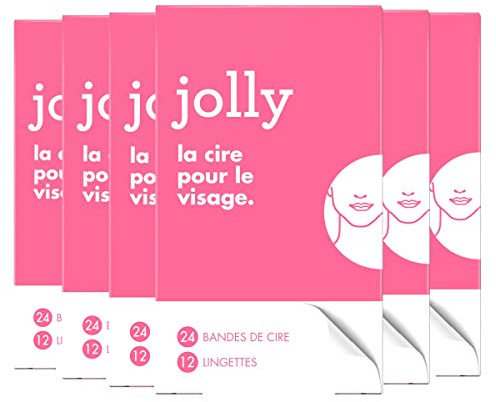 Jolly Bandes de Cire Visage pour Femme et Lingettes de Finition, Peau Douce en 1 Application, Testées sous Contrôle Dermatologique (6x24 bandes)
