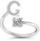 Bungsa G Ring Buchstabe - BUCHSTABEN RING silber mit Kristallen - biegbarer Fingerring/Zehenring Toering für Damen, Kinder & Herren