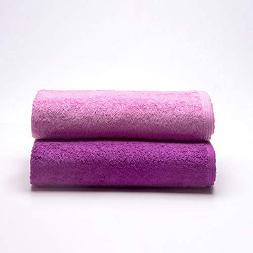 Sancarlos - Juego de 2 Toallas Ocean Duo de Lavabo, Color Morado y Rosa Chicle, 100% Algodón, 550gr/m2