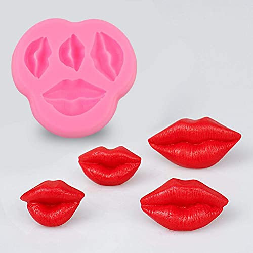 Lips Fondant Cake Mold, Silicone Chocolate Moulds Candy Molds for Baking Decoration(Pink)