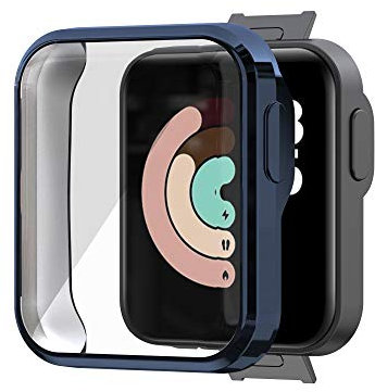 Xiaomi Mi Watch Lite Funda con Screen Protector,Funda Caso Smartwatch,Flexible Silicona Protectora Cover,Funda Reloj Ultra-Slim TPU Funda Protectora para Xiaomi Mi Watch Lite/Redmi Watch (Azul)