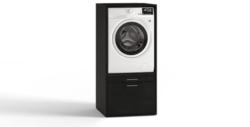 WASCHTURM • Waschmaschinenschrank mit Ausziehbrett & Schublade • HBT: 146 x 67 x 65 cm • TÜV-Zertifiziert • stabil • Eiche-Optik