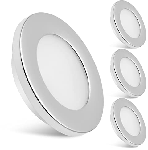 Dream lighting 12v LED Einbaustrahler Flach LED Spots 2W Dimmbar IP44 Einbauleuchte 4er Set Wohnmobil Wohnwagen Deckenleuchte Polierte Finish Warmweiss
