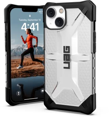 Urban Armor Gear UAG Plasma Hülle kompatibel mit Apple iPhone 14 / iPhone 13 [Wireless Charging kompatibles Cover, Sturzfeste Handyhülle, Erhöhter Rand] transparent 114064114343 Ice (transparent)