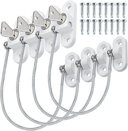 Window Locks Child Safety for UPVC Windows 4Pcs Window Restrictor with Keys and Screws upvc Window Locking Mechanism for Protection, Anti Burglary Perfect for Window and Doors(20cm,White)
