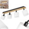 Deckenleuchte Alsen, moderne Deckenlampe aus Holz/Metall/Stoff in Natur/Schwarz/Weiß, Leuchte im skandinavischen Design mit verstellbaren Schirmen, 4-flammig, 4 x E14, ohne Leuchtmittel