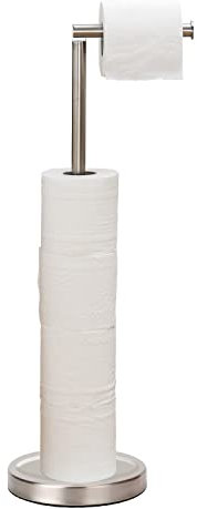 Toilet Paper Holder Stand Bathroom Toilet Paper Storage for 4 Paper Rolls with Heavy Base, Free Standing Toilet Paper Roll Holder (Brushed Nickel)