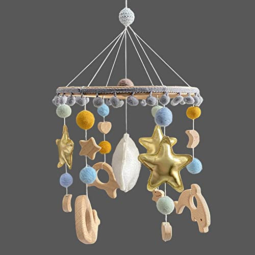 EXQULEG Walfisch Delphin Kinderzimmer Hängende, Sterne Mobile Baby Bettglocke Anhänger, Mobile Baby Windspiele, Holz Mobile Baby für Babybett Jungen und Mädchen