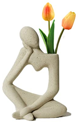 Keramik Vase Spaß Cool - Innjoii Deko Wohnzimmer Modern Einzigartige Blumenvase Einzigartig Dekoration Kleine Vasen Funky Zuhause Kamin Schlafzimmer KüCheZentrumDekoration Hochzeit Schreibtisch,Beige