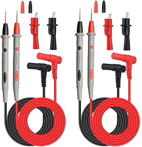 VISSQH Multimeter Test Leads Kit Multimeter Test Leads Probes Banana Plug 2 Sets Digital Multimeter Probes Electric Test Probe and 2 Set Crocodile Clips 1000V 20A