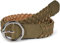 styleBREAKER Damen Flechtgürtel mit runder Schnalle, Kunstleder Einfarbig, Schmaler Hüftgürtel, One Size Gürtel 03010125, Farbe:Oliv-Silber, Größe:110cm