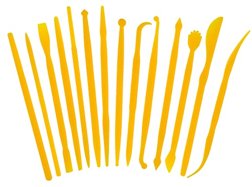 Cobee, piccolo strumento di scultura in plastica argilla, mini utensili per intaglio in ceramica e argilla a doppia testa di modellazione in argilla polimerica per bambini principianti(14 pezzi)