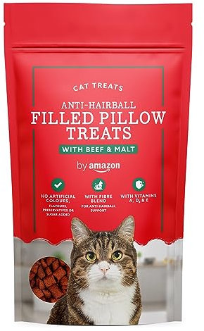 by Amazon - Friandises pour chats - Petits coussins anti-boules de poils au bœuf et de malt, 70 g