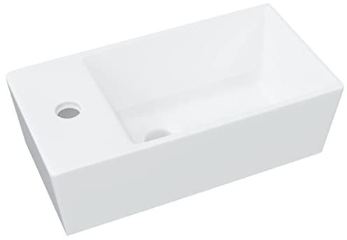 Waschbecken Keramik Aufsatzwaschbecken Waschschale Bad Küche Waschplatz Kleiner Waschtisch Weiß 48x25x15 cm
