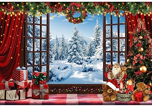 Weihnachten Hintergrund 180x120cm Weihnachtsbaum Geschenk Box Fotografie Hintergrund Schnee Szene außerhalb des Fensters Fotografie Hintergrund Neujahr Party Dekoration Hintergrund