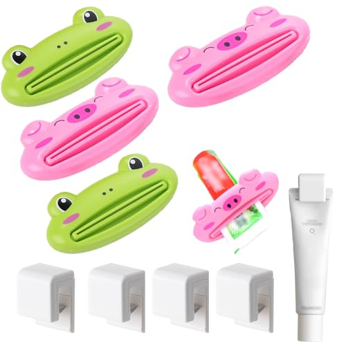 KASESSS 4 Pièces Presse Tube Dentifrice, Plastique Presse Dentifrice, Interesantemente Presse Tube, Multifonction Pince Tube Dentifrice, Toothpaste Squeezer Para Dentífricos,Limpiador,Crema de Manos