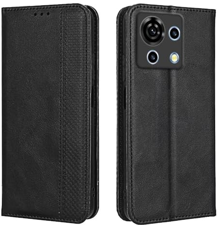 EASSGU Handyhülle für ZTE Blade V50 Vita (6.75 Inches) Flip Folio PU Leder Magnetschalter Schutzhülle, [3 Kartenfach] [1 Wallet] Stand Case - Schwarz